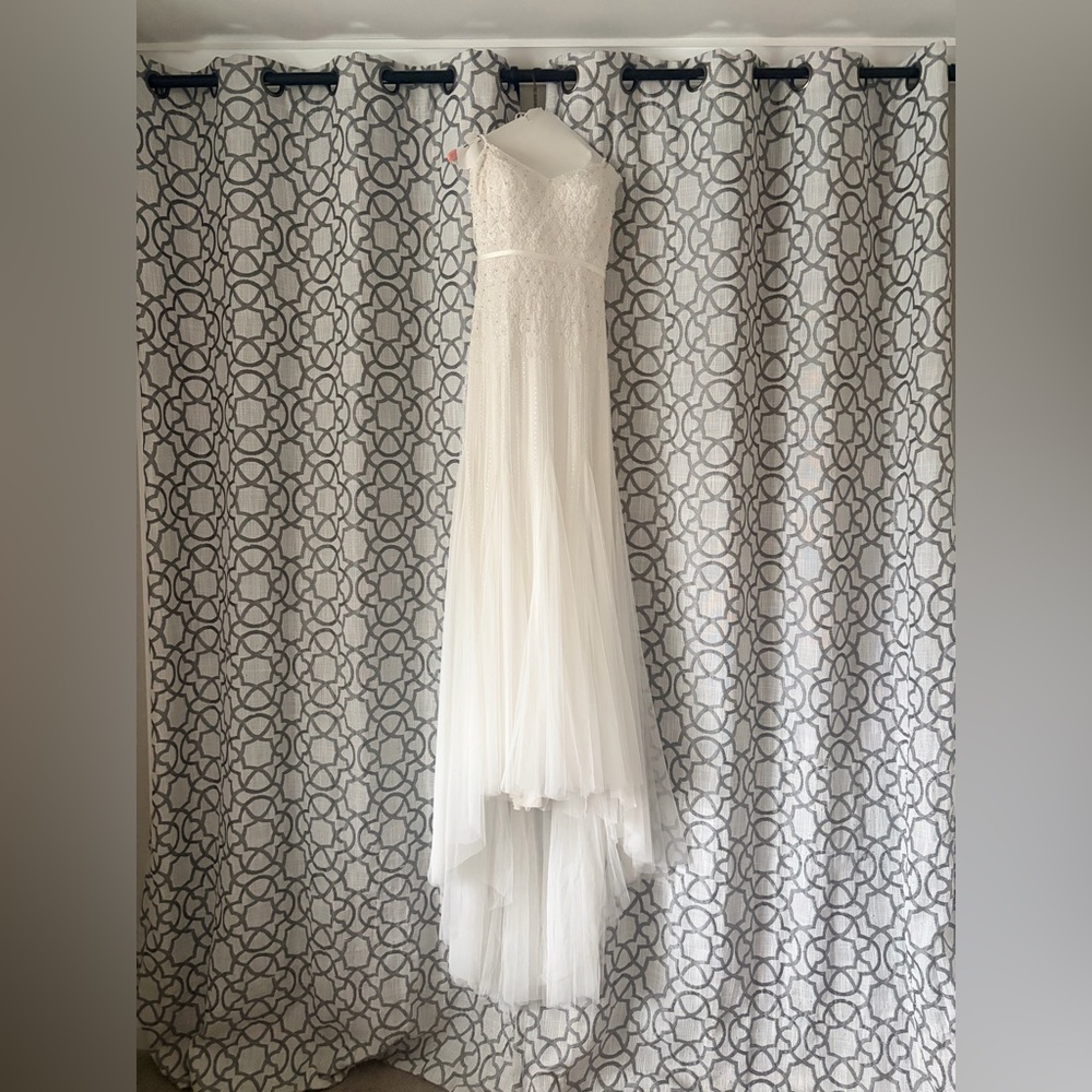 Rosa Clara White Geometric Beading & Tulle Sweet Heart neckline Wedding Dress XS